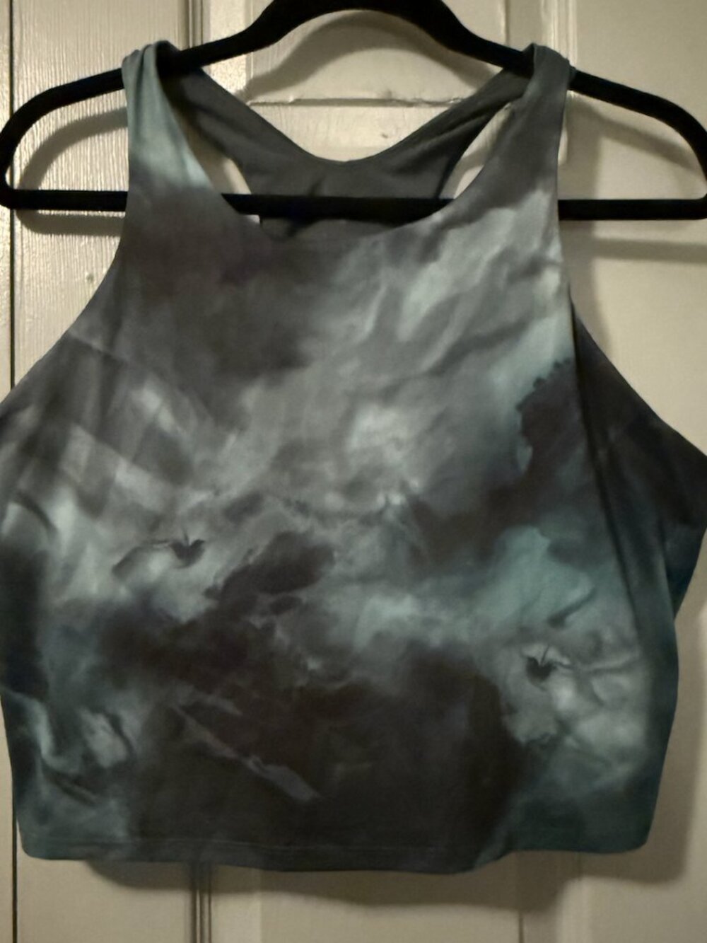 Athleta Longline Sports Bra Crop Tank | Tie-Dye Gray Blue | Size 2X